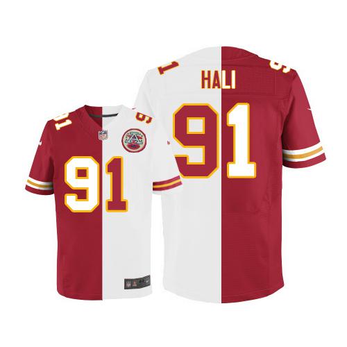 Nike Chiefs #91 Tamba Hali Red/White Men's Stitched NFL Elite Split Jersey - Click Image to Close